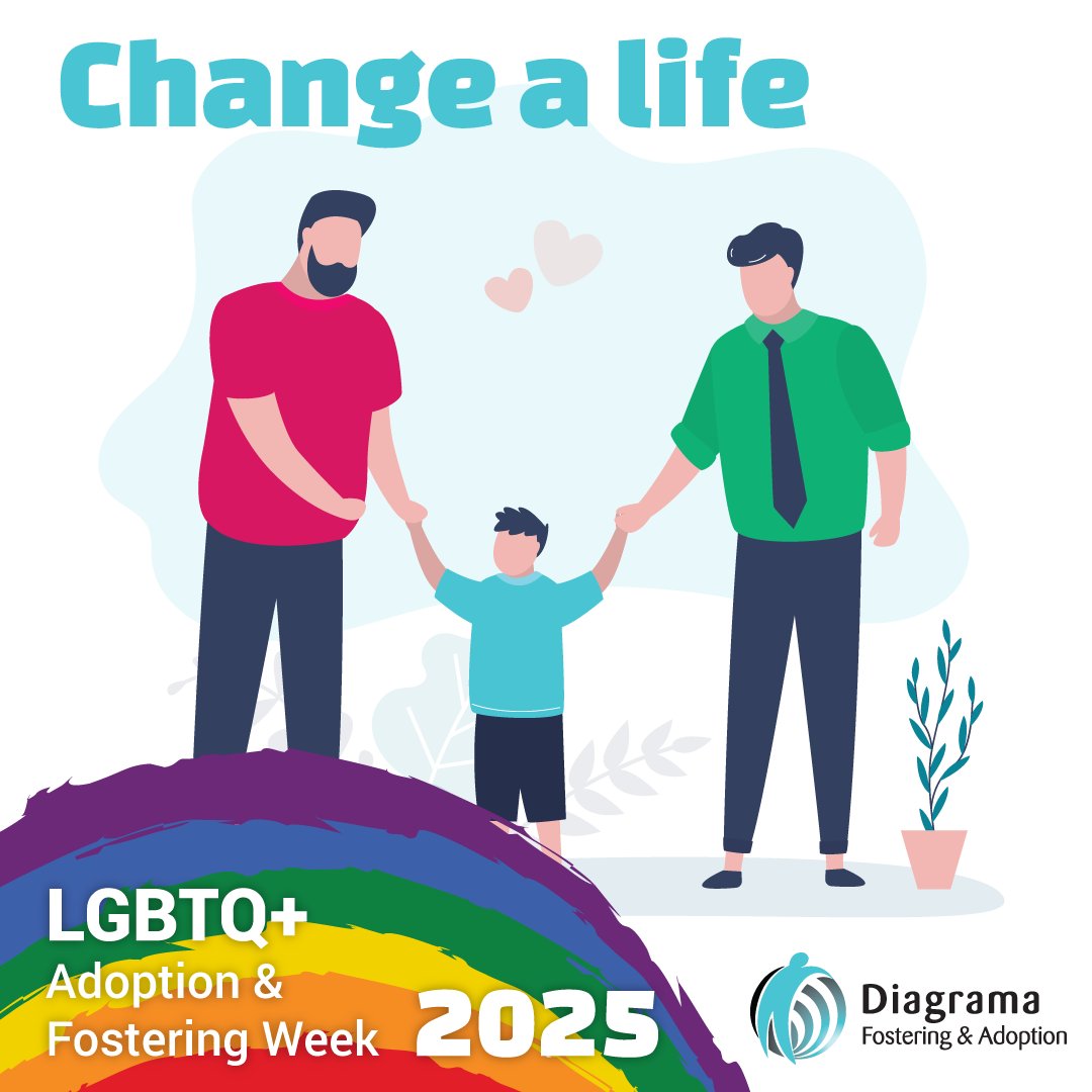 This LGBTQ+ Adoption and Fostering Week, we’d love to hear from you. We offer no obligation, FREE online information sessions that will give you the best insight into what’s involved in becoming an adopter or a foster carer with Diagrama. 0800 802 1910. 🏳️‍🌈

#changelivesin25