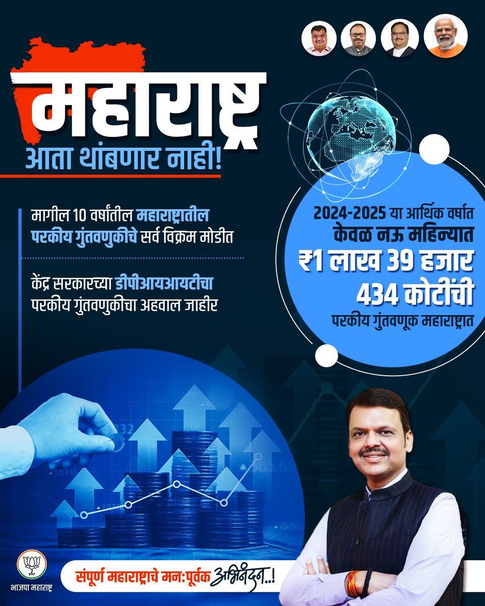 PrasadLadInd's tweet photo. महाराष्ट्र आता थांबणार नाही! 🪷🚩
#FDIInMaharashtra #FDI #Maharashtra #DevendraFadnavis #परकीय_गुंतवणूक https://t.co/HqBluO8Bgy