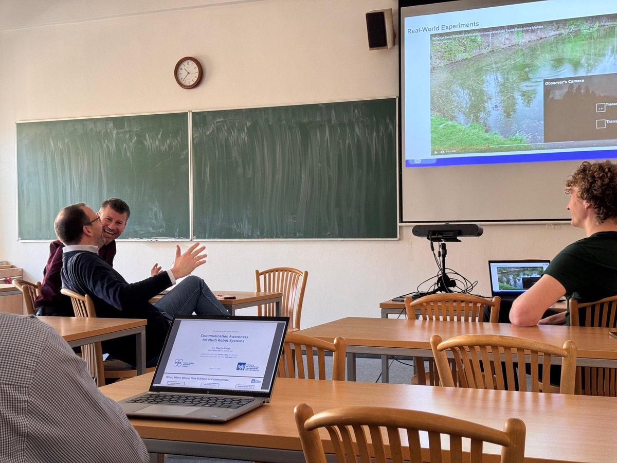 Multi-robot Systems, FEE-CTU in Prague (@mrs_ctu) on Twitter photo Today, Jiří Horyna defends his PhD thesis🎓! We are honored to host Prof. Dr.-Ing. Heiko Hamann (<a href="/SwarmDynamics/">Heiko Hamann</a>) and <a href="/WolfgangHonig/">Wolfgang Hönig</a> 🤖 in Prague🇨🇿. The day was filled with insightful lectures on swarm robotics and multi-robot systems, followed by an engaging defense session. 🚀 Today, Jiří Horyna defends his PhD thesis🎓! We are honored to host Prof. Dr.-Ing. Heiko Hamann (<a href="/SwarmDynamics/">Heiko Hamann</a>) and <a href="/WolfgangHonig/">Wolfgang Hönig</a> 🤖 in Prague🇨🇿. The day was filled with insightful lectures on swarm robotics and multi-robot systems, followed by an engaging defense session. 🚀