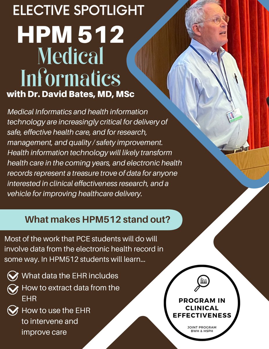 HPM512: Medical Informatics, is one of our most popular elective courses in the Program in Clinical Effectiveness. Interested in HPM512 and the PCE Program? The application deadline is right around the corner, apply by March 14th through our website!
