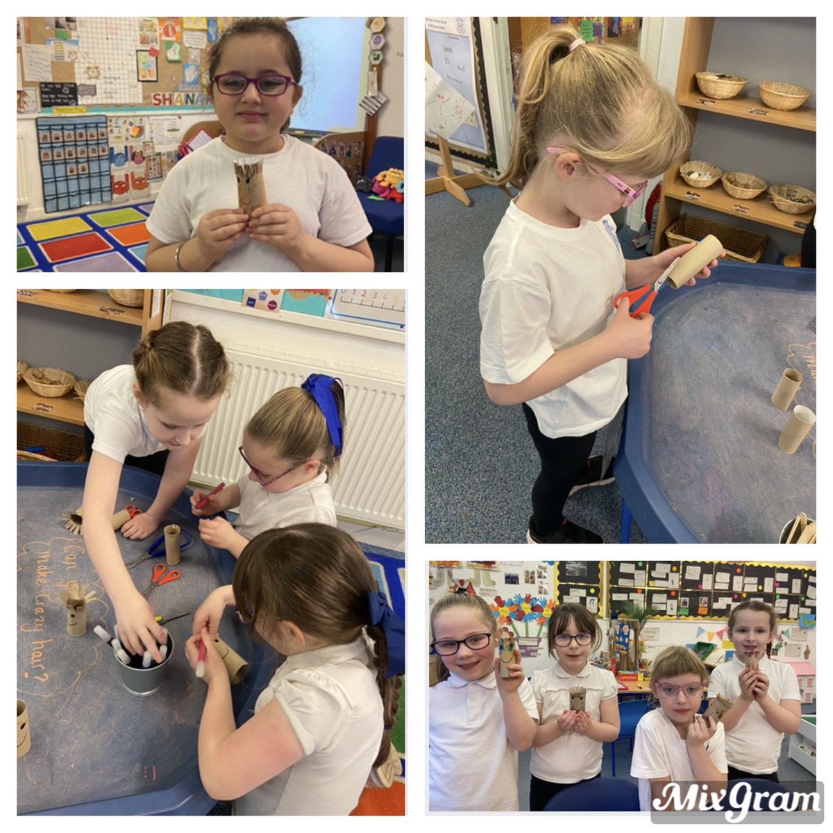We practised our cutting skills today and  gave our characters some crazy hair! 🤪 ✂️