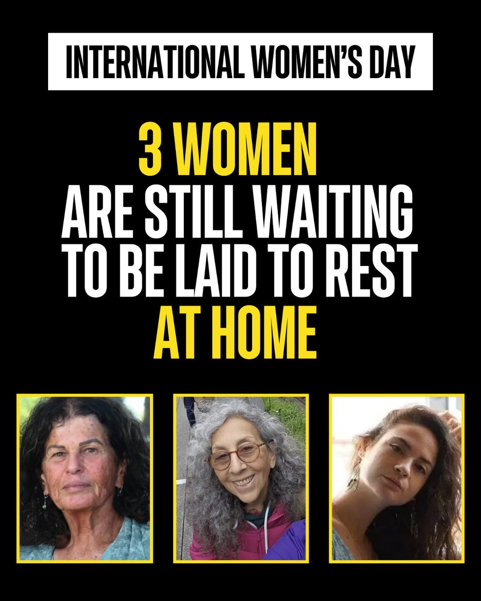 Three women were murdered and abducted by Hamas and have not yet been returned to Israel: Inbar Hayman, Ofra Keidar, and Judi Weinstein Haggai. 

This is now the second year we’ve been demanding their release and hoping for their return home.

#UntilTheLastHostage