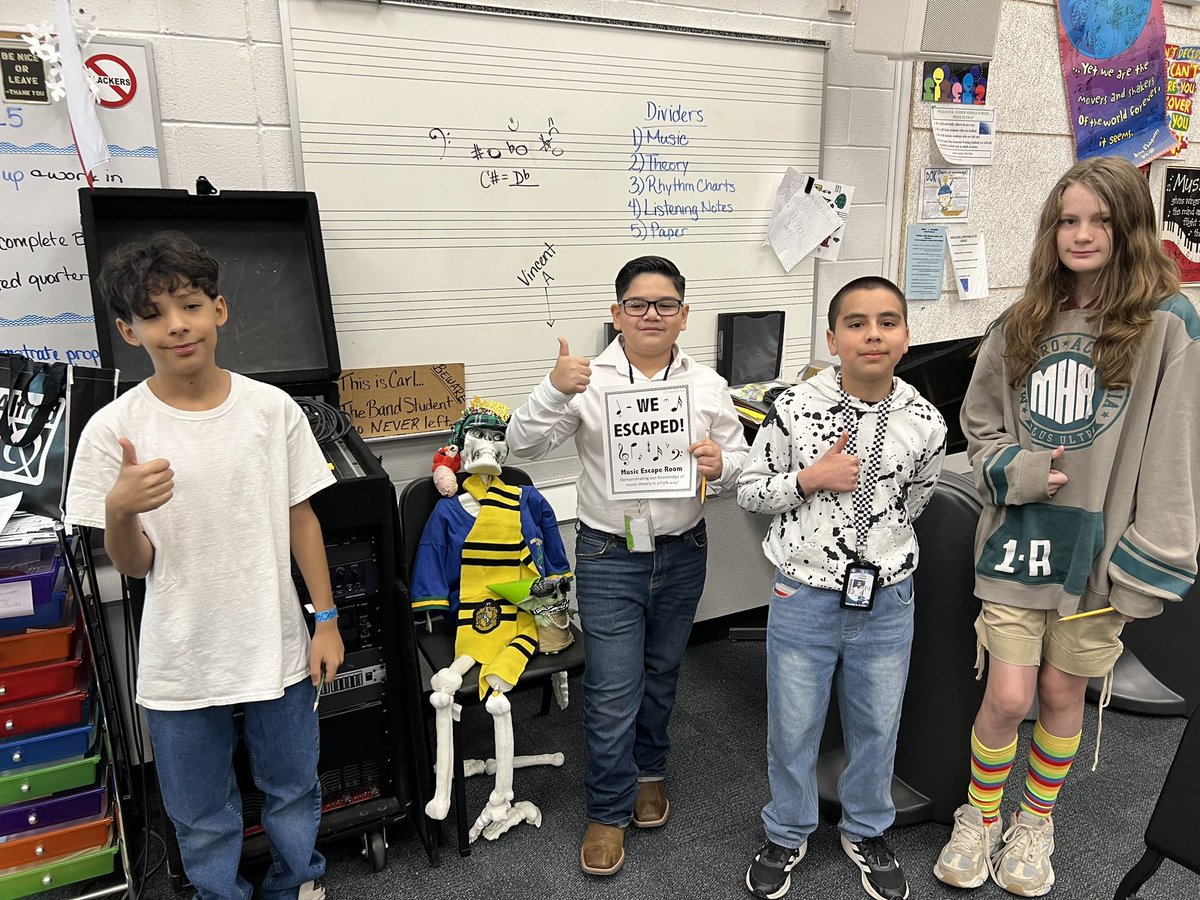Megan Acosta Slider Band🎶 (@macosta_wdsband) on Twitter photo 1st Period had 1 of 3 groups escape. Great job Stallions!
#TheyEscaped #StallionsLeadTheWay <a href="/Slider_Middle/">William D. Slider Middle School</a> #SISDFineArts #TeamSISD 1st Period had 1 of 3 groups escape. Great job Stallions!
#TheyEscaped #StallionsLeadTheWay <a href="/Slider_Middle/">William D. Slider Middle School</a> #SISDFineArts #TeamSISD