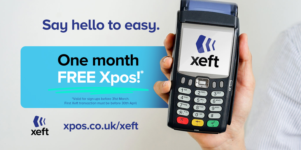 Xeft is the exciting payment solution created to speed up processes in busy shops.  Switch YOUR payment solution to Xeft this month &amp; we’ll give you one month free Xpos!  #xpos #adyen #paymentsolutions