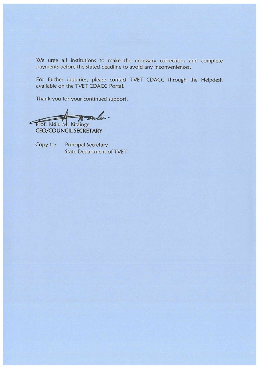 Tvet Cdacc Official. (@cdacc_tvet) on Twitter photo 📢 Attention Assessment Centre Officers, Heads of Departments and Candidates!
The TVET CDACC Portal will be open for assessment amendments and cycle corrections from Friday, 7th March 2025, at 5:00 PM to Sunday, 9th March 2025, at Midnight.
<a href="/TVET_MoE/">State Dept:Tech, Vocational Education & Training</a> <a href="/TVETAKenya/">TVET Authority Kenya</a> 📢 Attention Assessment Centre Officers, Heads of Departments and Candidates!
The TVET CDACC Portal will be open for assessment amendments and cycle corrections from Friday, 7th March 2025, at 5:00 PM to Sunday, 9th March 2025, at Midnight.
<a href="/TVET_MoE/">State Dept:Tech, Vocational Education & Training</a> <a href="/TVETAKenya/">TVET Authority Kenya</a>