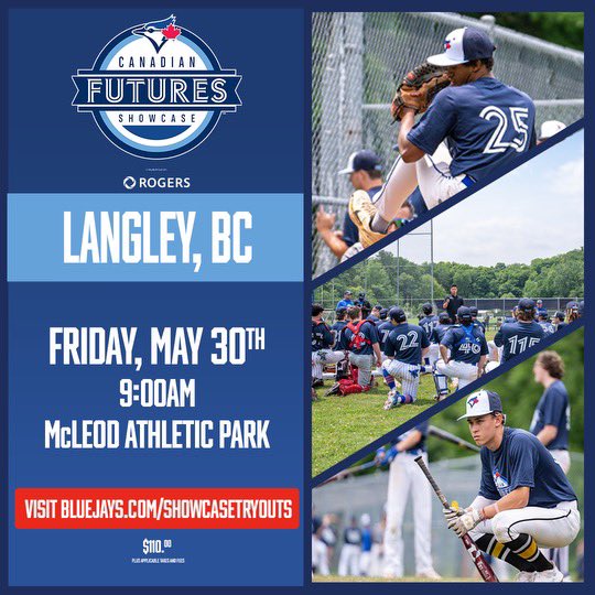 🚨 Mark Your Calendars! 🚨

The Langley Blaze are excited to host the Canadian Futures Showcase!

📍 McLeod Park
🗓️ May 30th
⏰ 9 AM

This event will feature top-tier talent, showcasing the future stars of Canadian baseball!

For more info, click here: bluejays.com/showcasetryouts