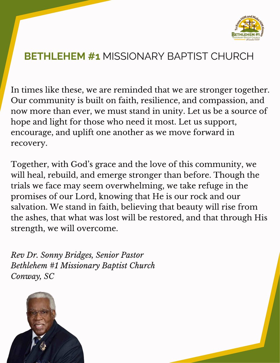📢 Thank You Official Statement to Our First Responders

B1 Family &amp; Pastor Sonny Bridges
