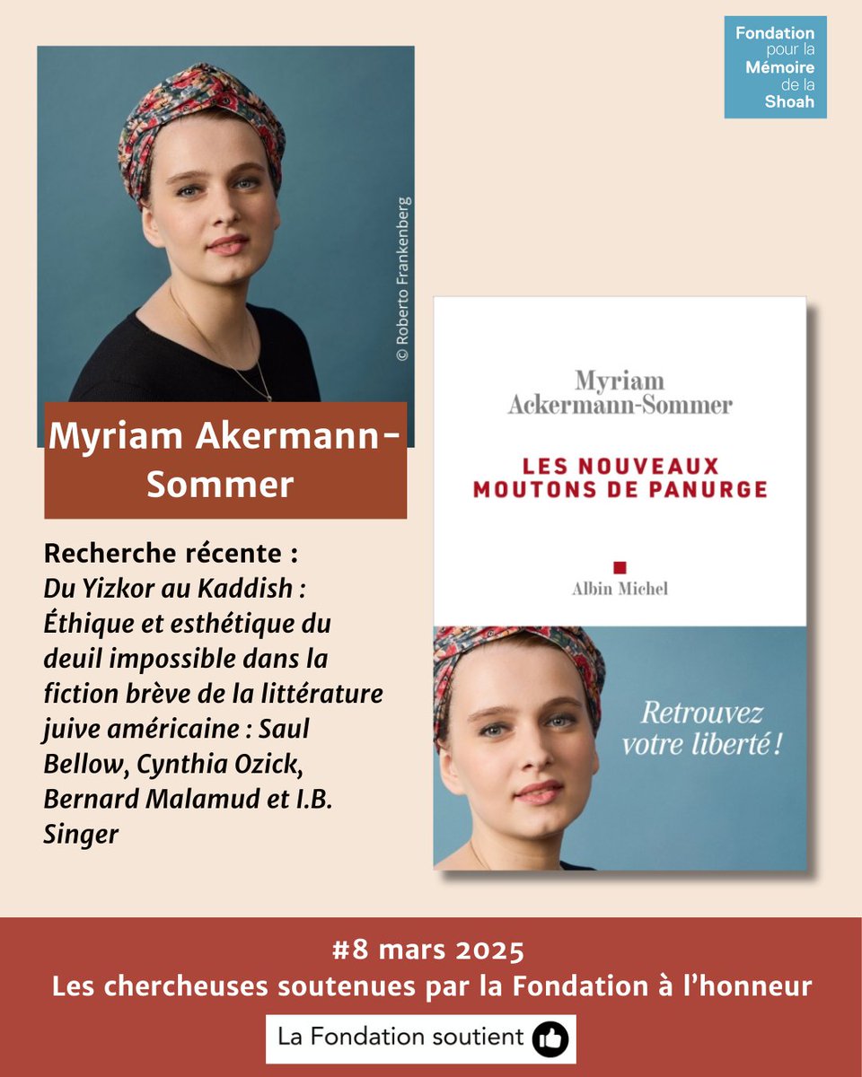 #8mars 2025 : Pour la Journée Internationale des Droits des Femmes, la Fondation pour la Mémoire de la Shoah met à l’honneur plusieurs des chercheuses qui ont reçu son soutien. #femmes #recherche
fondationshoah.org/focus/boursier…