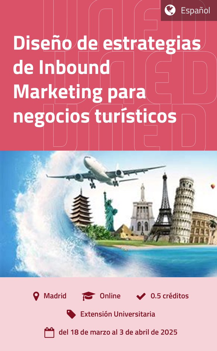 👨🏼‍🏫Formación para reciclarse en #MarketingDigital para negocios turísticos 🧳⛰️ cc <a href="/andresturiweb/">Andrés Romero</a> 

✅Matrícula: extension.uned.es/actividad/idac…