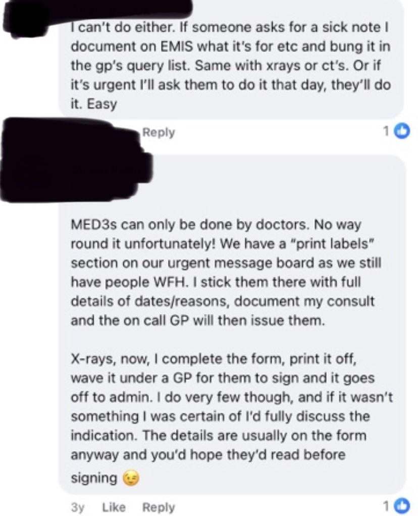 So, the owner of <a href="/LocumPA_Ltd/">Locum PA Ltd</a> advises PAs to do illegal workarounds for requesting X-rays and Fit notes

‘ For ionising radiation most practices now get the supervising GP to GIVE THEIR GMC NUMBERS to the PA to fill out the request’ 

Is this safe for patients <a href="/wesstreeting/">Wes Streeting</a> ?