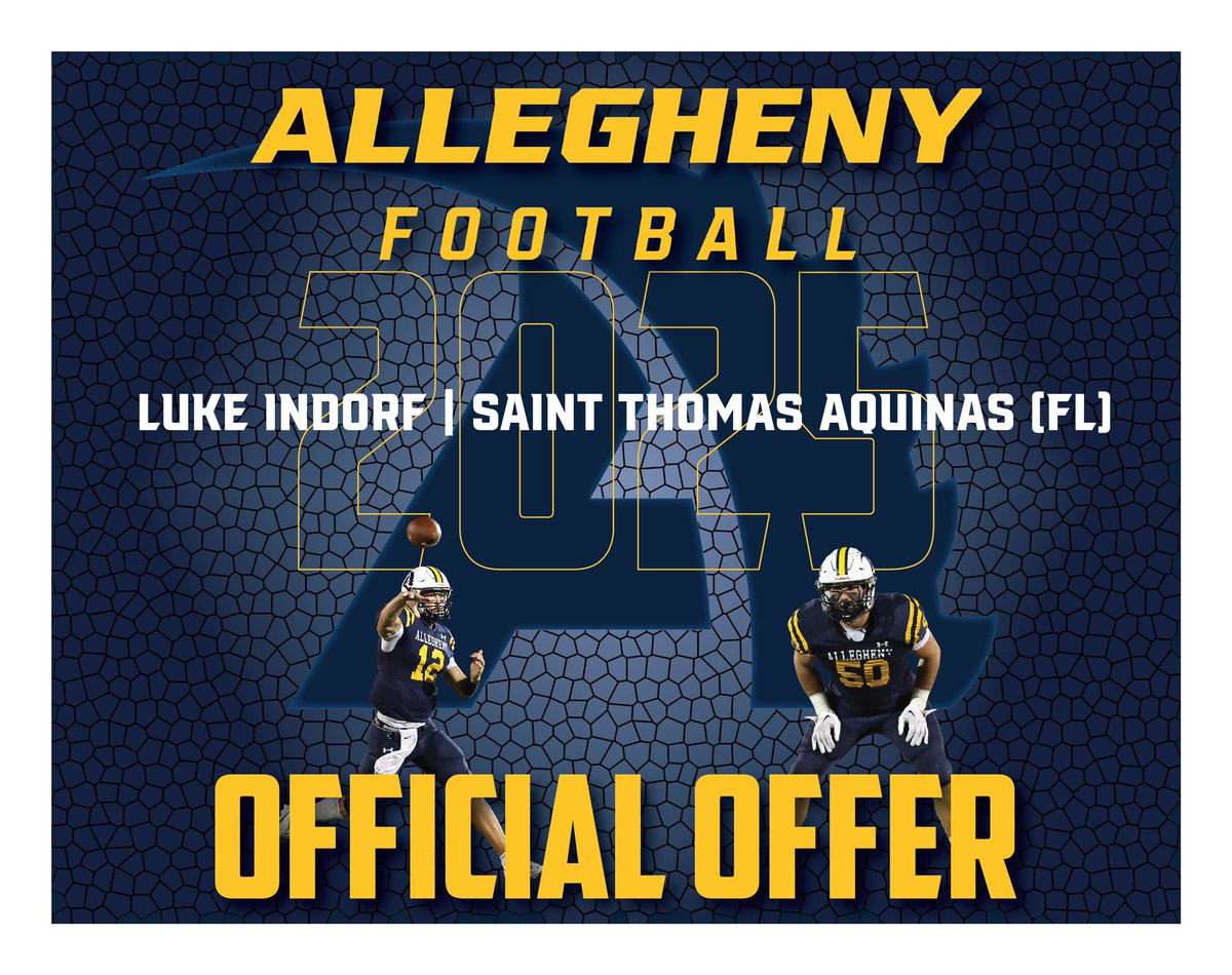 Luke indorf (@luke_indorf19) on Twitter photo Blessed to receive an offer from Allegheny <a href="/Coach_Layer/">Braden Layer</a> <a href="/CoachHarriott/">Roger Harriott</a> <a href="/IamGlennHolt/">Coach Holt</a> <a href="/CoachWesCarroll/">Wesley Carroll</a> <a href="/CoachGary_/">Gary Sanchez</a> <a href="/STA_Football/">Aquinas Football</a> Blessed to receive an offer from Allegheny <a href="/Coach_Layer/">Braden Layer</a> <a href="/CoachHarriott/">Roger Harriott</a> <a href="/IamGlennHolt/">Coach Holt</a> <a href="/CoachWesCarroll/">Wesley Carroll</a> <a href="/CoachGary_/">Gary Sanchez</a> <a href="/STA_Football/">Aquinas Football</a>