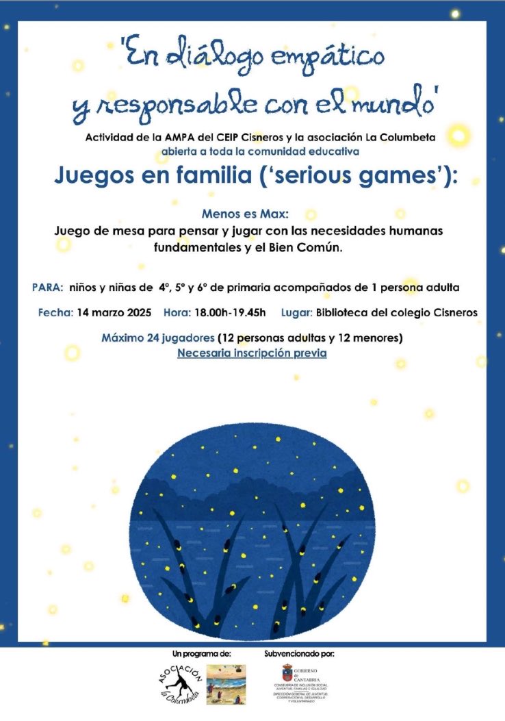 Se han reprogramado las actividades organizadas por la Asociación La Columbeta, os habrá llegado un correo con toda la información… ¡no lo dejéis escapar que merece mucho la pena!