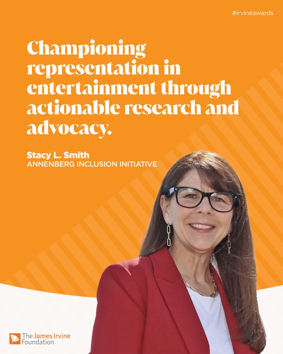 Stacy L. Smith of Annenberg Inclusion Initiative has been recognized with a 2025 Leadership Award for her work in championing representation in entertainment through actionable research and advocacy.

Learn more about her impactful work at: irvineawards.org/award-recipien…
#IrvineAwards