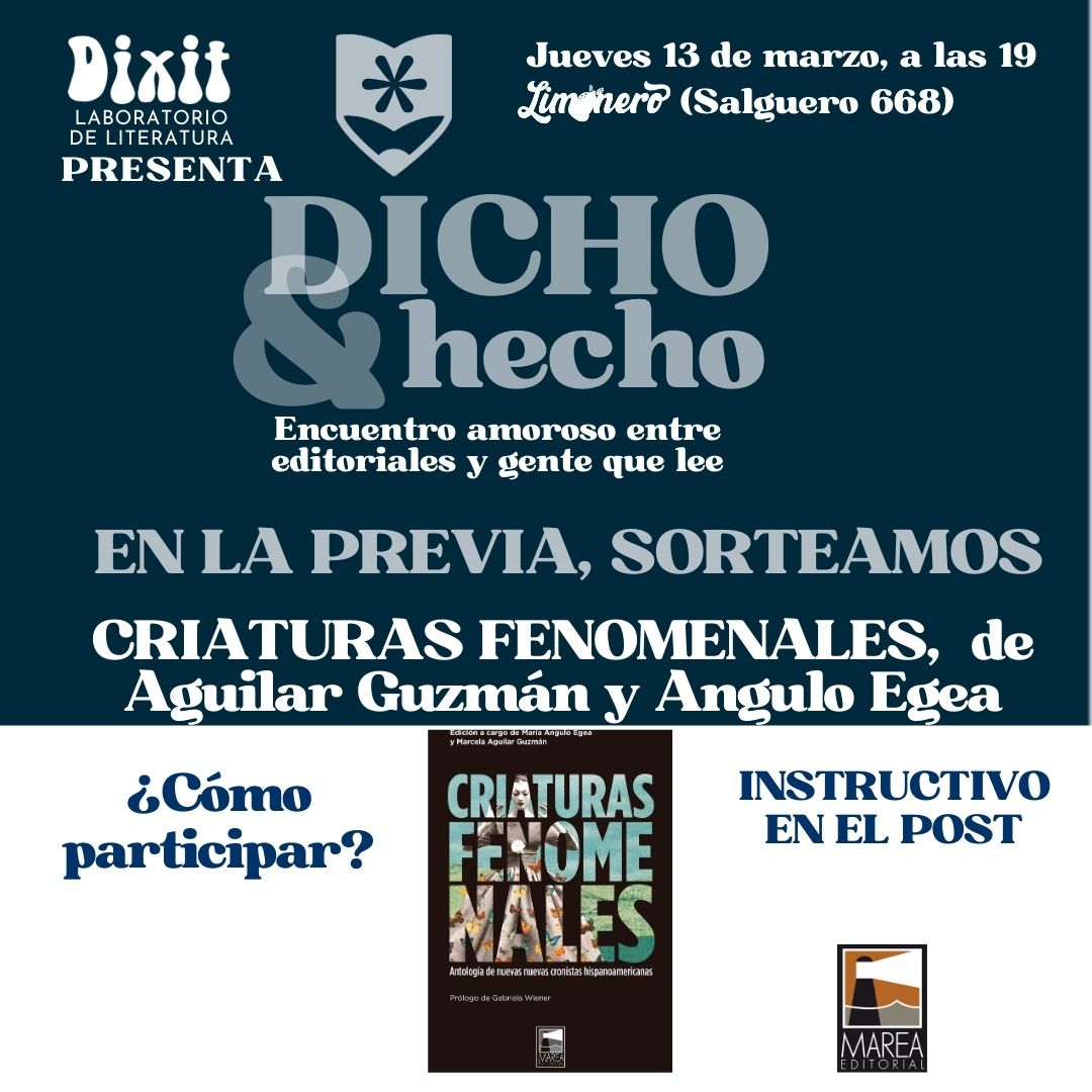 Dixit Literatura 🔥 (@dixitliteratura) on Twitter photo 📚 CÓMO GANAR CRIATURAS FENOMENALES, DE <a href="/AnguloEgea/">María Angulo Egea</a> Y MARCELA AGUILAR GUZMAN:
1. Seguí a <a href="/dixitliteratura/">Dixit Literatura 🔥</a> <a href="/hibridaeditora/">Híbrida Editora</a> <a href="/funesiana/">Funeschi, el editor</a> <a href="/ed_entropia/">Editorial Entropía</a> <a href="/mareaeditorial/">Marea Editorial</a>
2. Reply
3. Repostea el 1° post del hilo
4. Sorteo en DICHO&HECHO
5. Vení (o lo buscás en la editorial) 📚 CÓMO GANAR CRIATURAS FENOMENALES, DE <a href="/AnguloEgea/">María Angulo Egea</a> Y MARCELA AGUILAR GUZMAN:
1. Seguí a <a href="/dixitliteratura/">Dixit Literatura 🔥</a> <a href="/hibridaeditora/">Híbrida Editora</a> <a href="/funesiana/">Funeschi, el editor</a> <a href="/ed_entropia/">Editorial Entropía</a> <a href="/mareaeditorial/">Marea Editorial</a>
2. Reply
3. Repostea el 1° post del hilo
4. Sorteo en DICHO&HECHO
5. Vení (o lo buscás en la editorial)