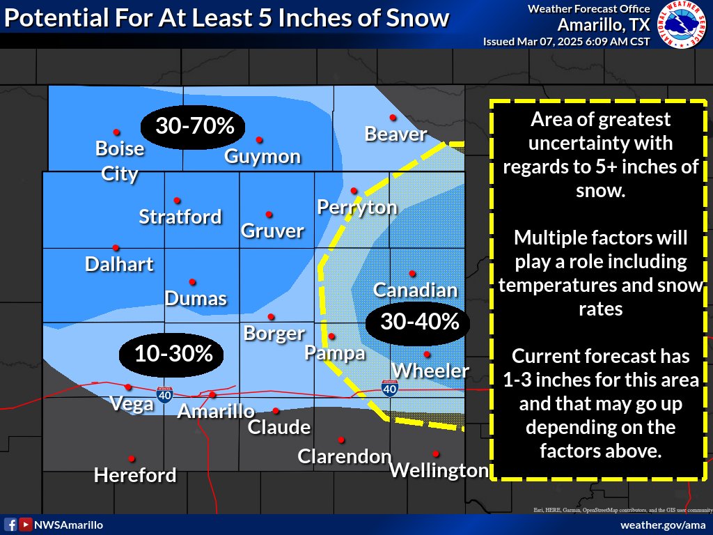 FORECASTED WINTER WEATHER TO IMPACT THE PANHANDLE 
Several Inches of Snow Expected in Multiple Counties