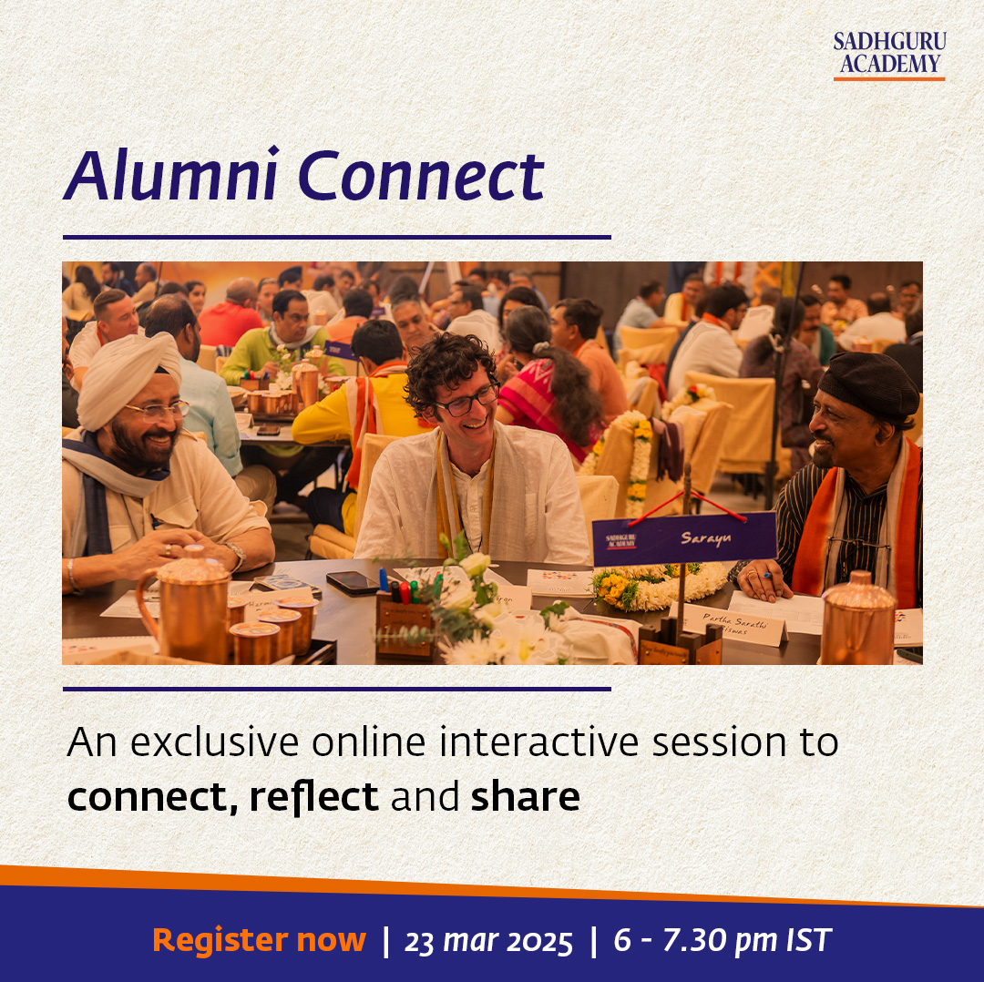 SadhguruAcademy's tweet image. Kind attention Sadhguru Academy alumni!

A unique online interactive session designed exclusively for alumni of Sadhguru Academy programs - #Insight, #HumanIsNotAResource, #BrandInsight and #FamilyEnterpriseExcellence - is just round the corner.

Steered by seasoned Sadhguru…
