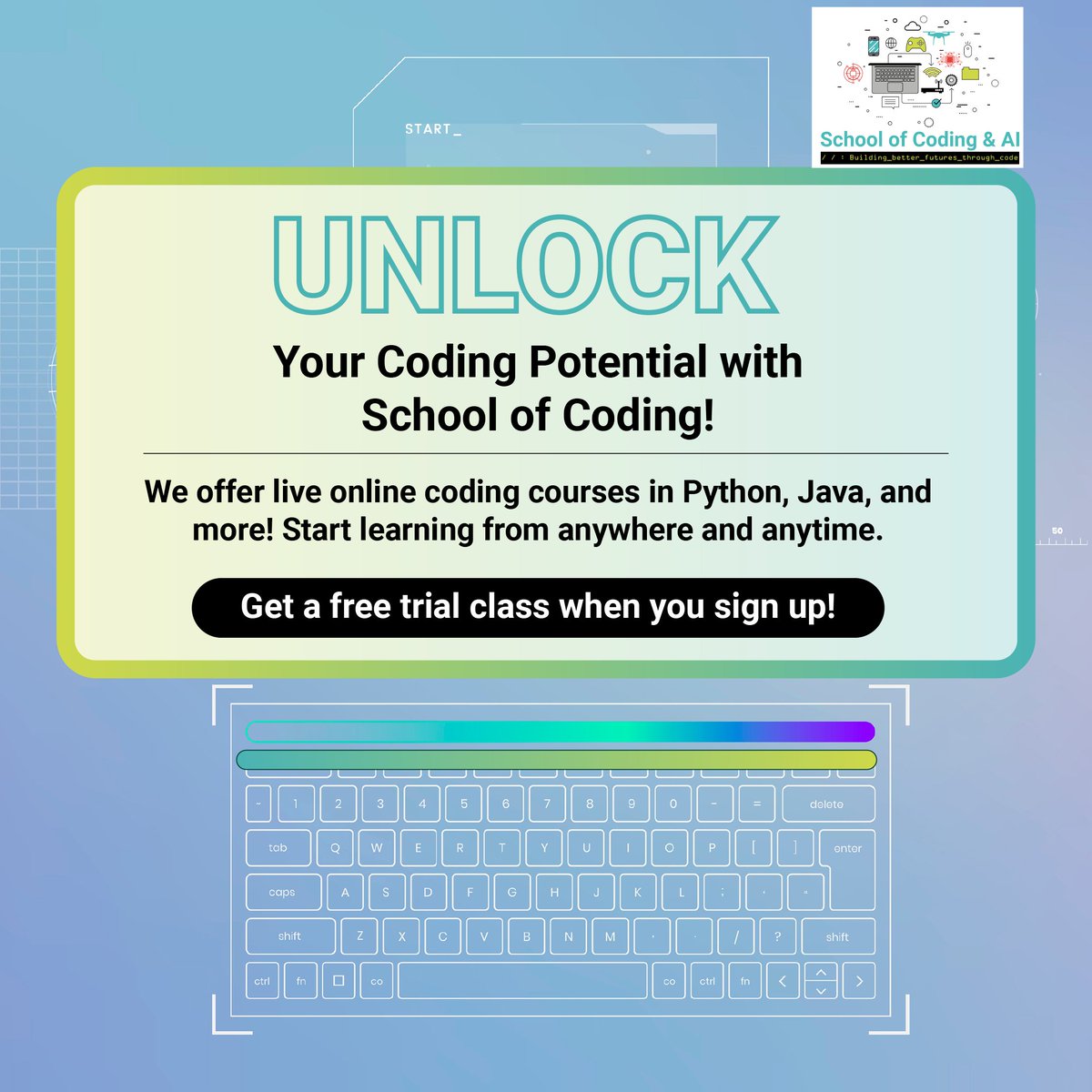 schoolofcoding's tweet image. Our live online coding courses make learning accessible from anywhere, anytime! ๐๐
๐ฅ Bonus: Get a FREE trial class when you sign up! - schoolofcodinguk.com/contact-us/
#CodingCourses #LearnToCode #Python #Java #TechEducation #SchoolOfCoding #FreeTrial