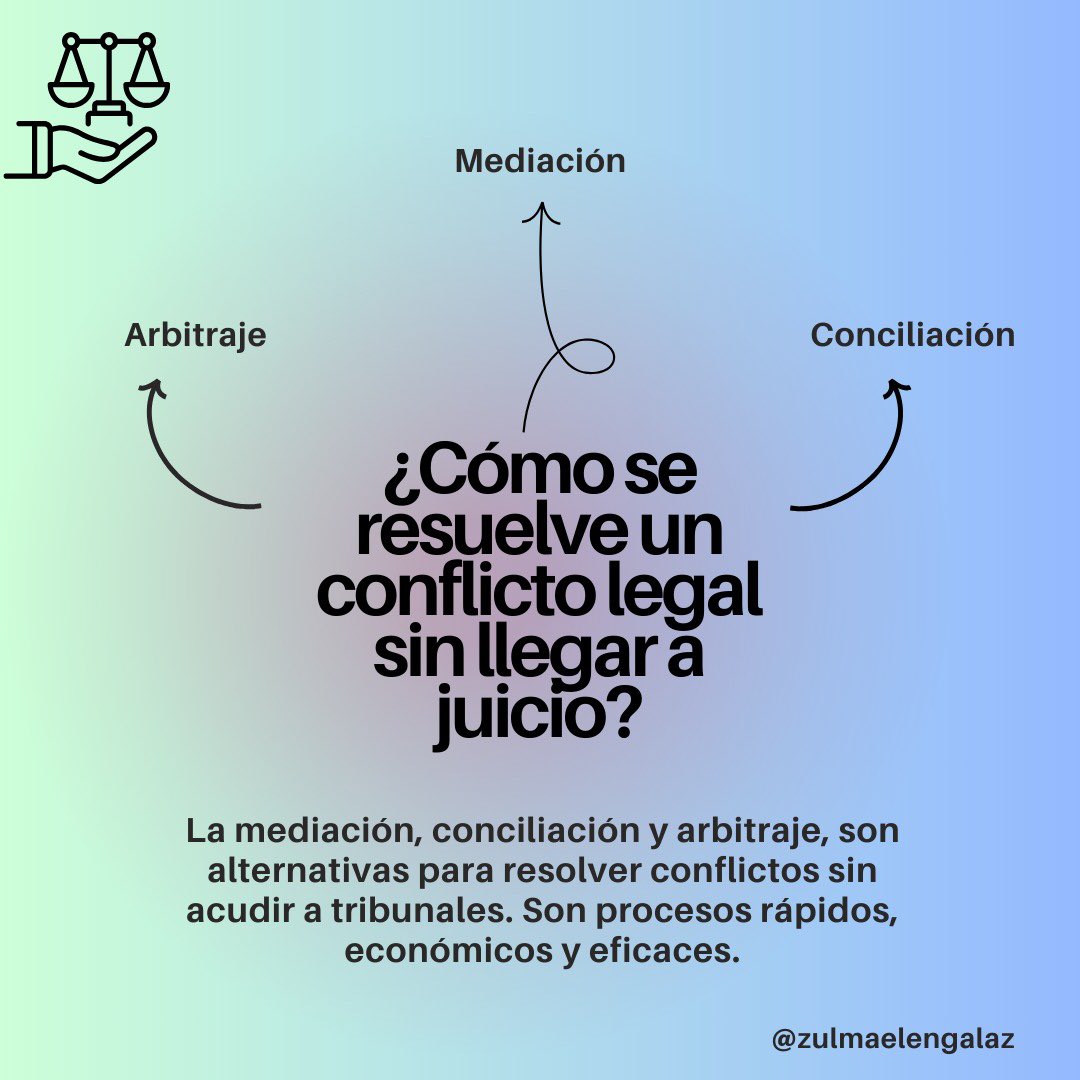 ¿Cómo se resuelve un #conflicto legal sin llegar a juicio? #Mediación, conciliación y arbitraje son alternativas para resolver conflictos sin acudir a #tribunales. Son procesos rápidos, económicos y eficaces.
