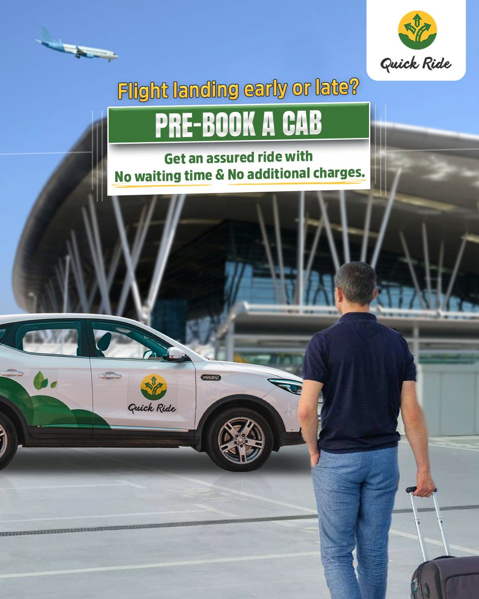 QuickRidein's tweet image. Pre-book your ride before you board &amp;amp; get an assured cab waiting for you at the airport!

No cancellations, no surcharge, no waiting charge, Quick Ride at your airport service!

Download the app now!

#QuickRide #AffordableRides #AirportTaxi #AirportRide #PreBookYourCab