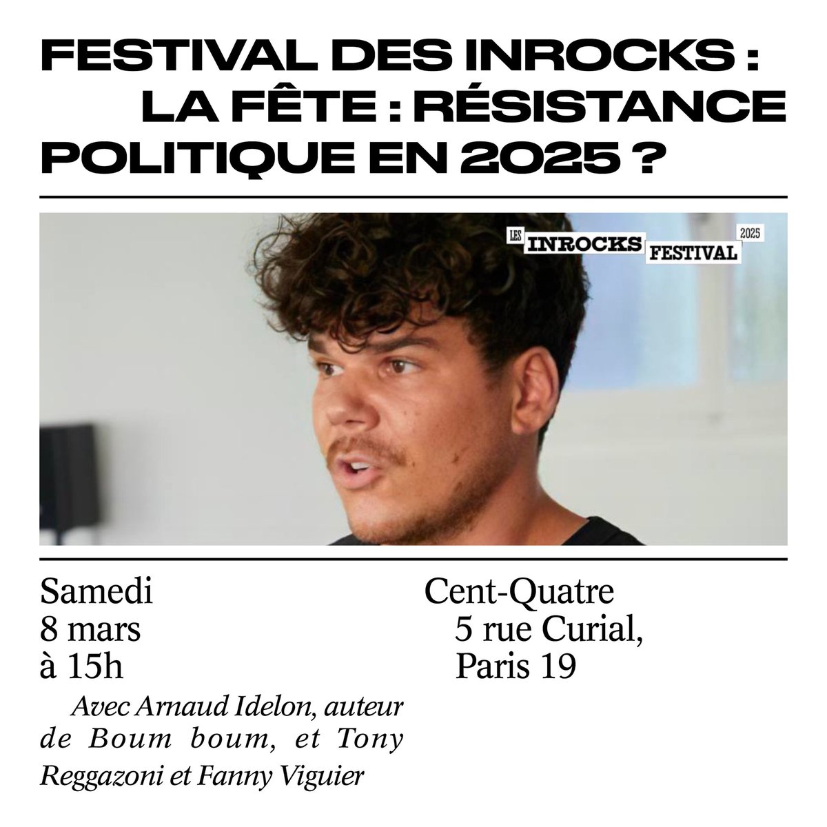 éditions divergences (@edivergences) on Twitter photo Rendez-vous le 8 mars à 15h au festival des <a href="/lesinrocks/">Les Inrockuptibles</a> autour de « Boum boum » avec Arnaud Idelon au <a href="/104paris/">CENTQUATRE-PARIS</a> ! Rendez-vous le 8 mars à 15h au festival des <a href="/lesinrocks/">Les Inrockuptibles</a> autour de « Boum boum » avec Arnaud Idelon au <a href="/104paris/">CENTQUATRE-PARIS</a> !