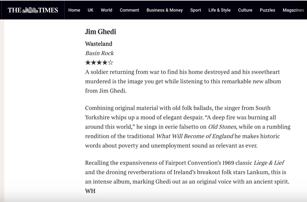 DINKED (@dinkededition) on Twitter photo An incredible review from The Times for <a href="/JGhedi/">Jim Ghedi</a>'s 'Wasteland' â¤ď¸
"this is an intense album, marking Ghedi out as an original voice with an ancient spirit" - <a href="/thetimes/">The Times and The Sunday Times</a>
Full Article - thetimes.com/article/the-be⌠<a href="/BasinRockRecs/">Basin Rock</a>
& #Dinkededition here! ffm.bio/wasteland An incredible review from The Times for <a href="/JGhedi/">Jim Ghedi</a>'s 'Wasteland' â¤ď¸
"this is an intense album, marking Ghedi out as an original voice with an ancient spirit" - <a href="/thetimes/">The Times and The Sunday Times</a>
Full Article - thetimes.com/article/the-be⌠<a href="/BasinRockRecs/">Basin Rock</a>
& #Dinkededition here! ffm.bio/wasteland
