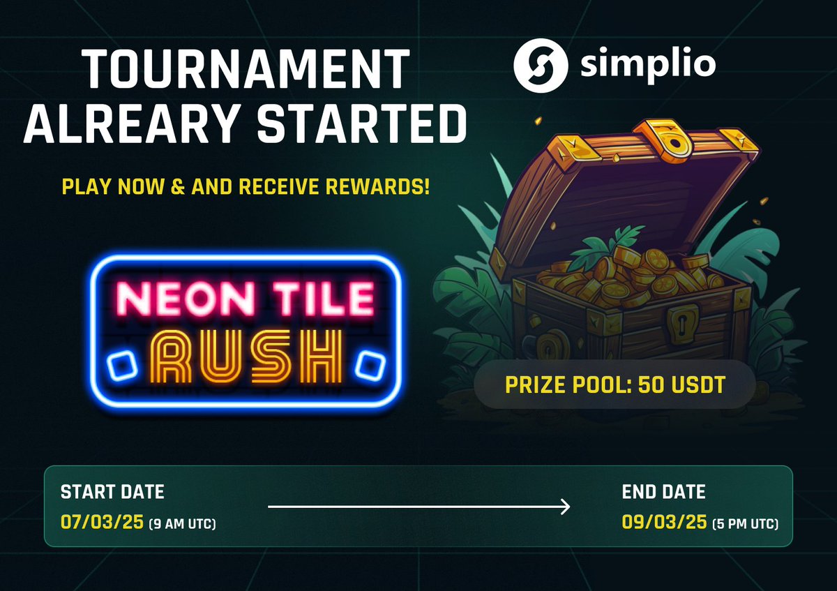 🚀 New Game &amp; Tournament Alert! 🎮

🔥 Neon Tile Rush is HERE! 🌟Get ready for a high-speed arcade challenge where quick reflexes are your best weapon. Navigate neon mazes, grab coins, and dodge obstacles—all while racing against time!

👉 About the game: simplio.io/blog/new-game-…