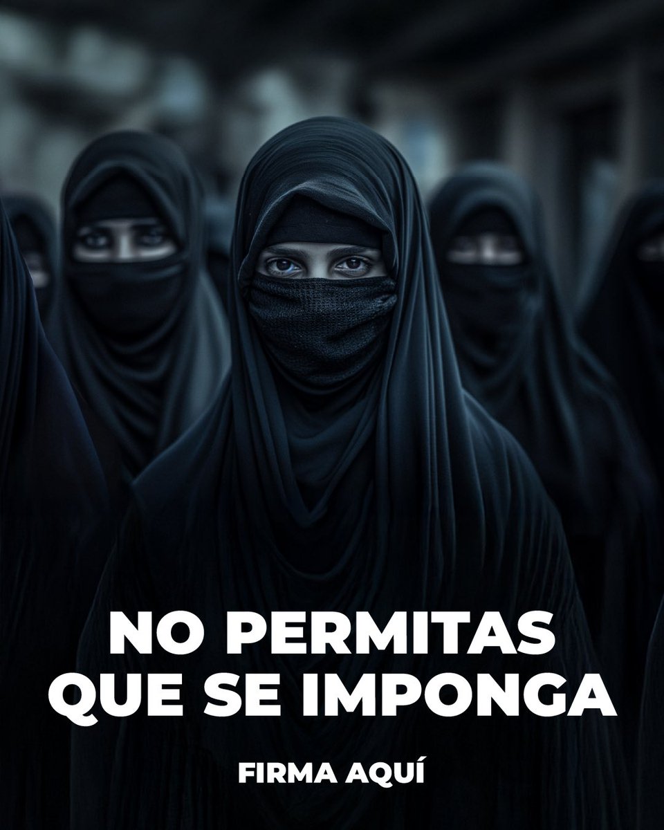 Con VOX, España y sus mujeres libres no llevarán cárceles de tela.

Quien quiera hijab que se vaya a Marruecos ✈️👋

Firma aquí contra la imposición del velo islámico: accion.voxespana.es/mujeresenliber…