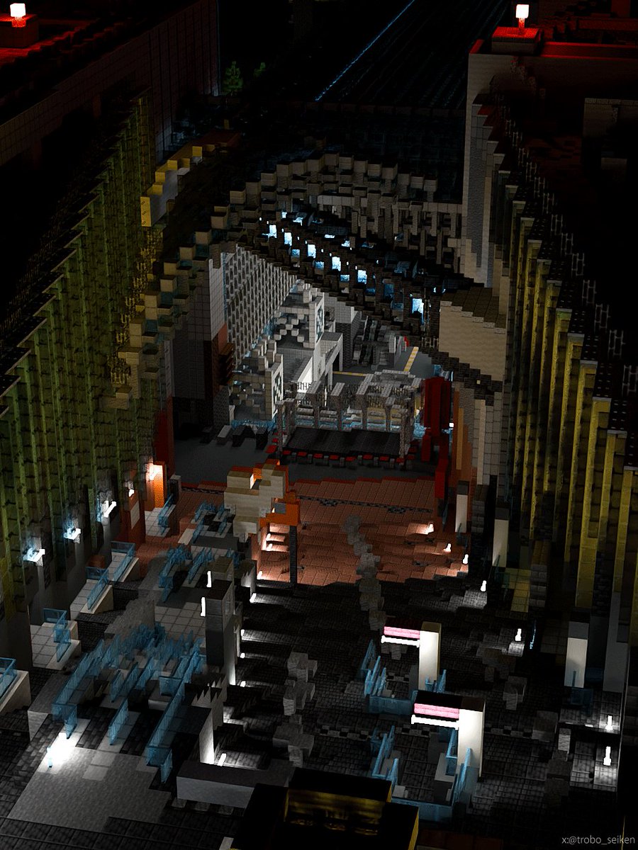 マイクラ 京都駅　大階段 夜
#minecraft #minecraft建築コミュ  blender rendering