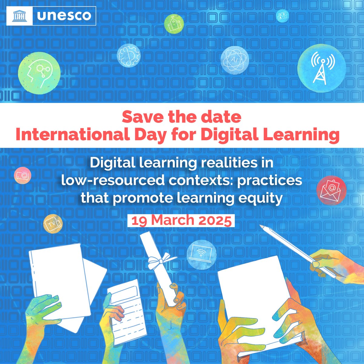 🌍📚Educators &amp; learners are reshaping digital learning in low-resourced contexts.

Join <a href="/UNESCO/">UNESCO 🏛️ #Education #Sciences #Culture 🇺🇳</a> on 19 March for #DigitalLearning Day to hear inspiring stories from Brazil🇧🇷, Namibia🇳🇦, the Republic of Korea🇰🇷, Uzbekistan🇺🇿 and more!

📅 Register: unesco.org/en/articles/in…