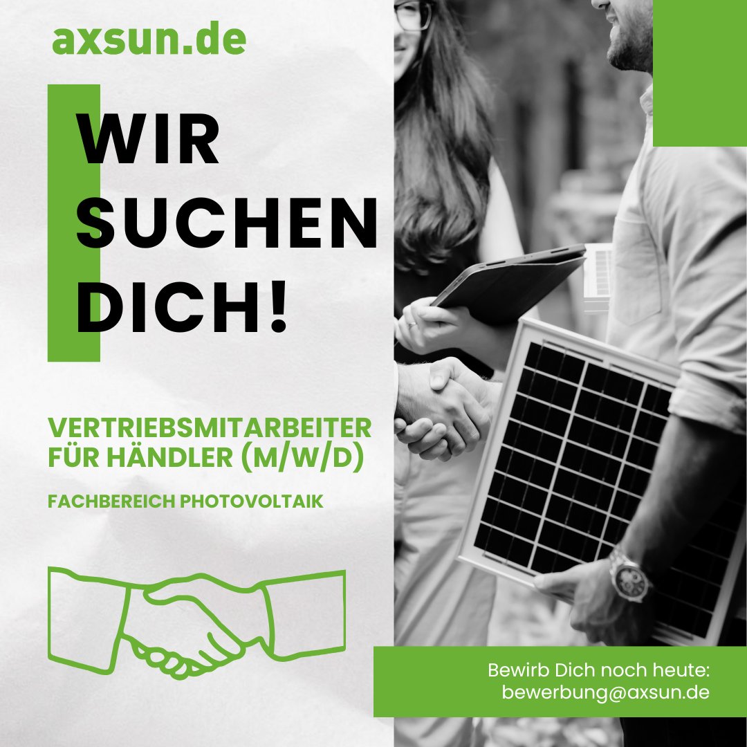 AxSunSolar's tweet image. Bereit für den nächsten Schritt?
Sende Deine Bewerbung an:
Frau Stefanie Frühauf
📧 bewerbung@axsun.de

Wir freuen uns auf Dich! 💼 #Jobangebot #Photovoltaik #AxSun #Vertrieb #Karriere #ErneuerbareEnergien #Nachhaltigkeit #Solarenergie #JobInLaupheim #AxSunSolar