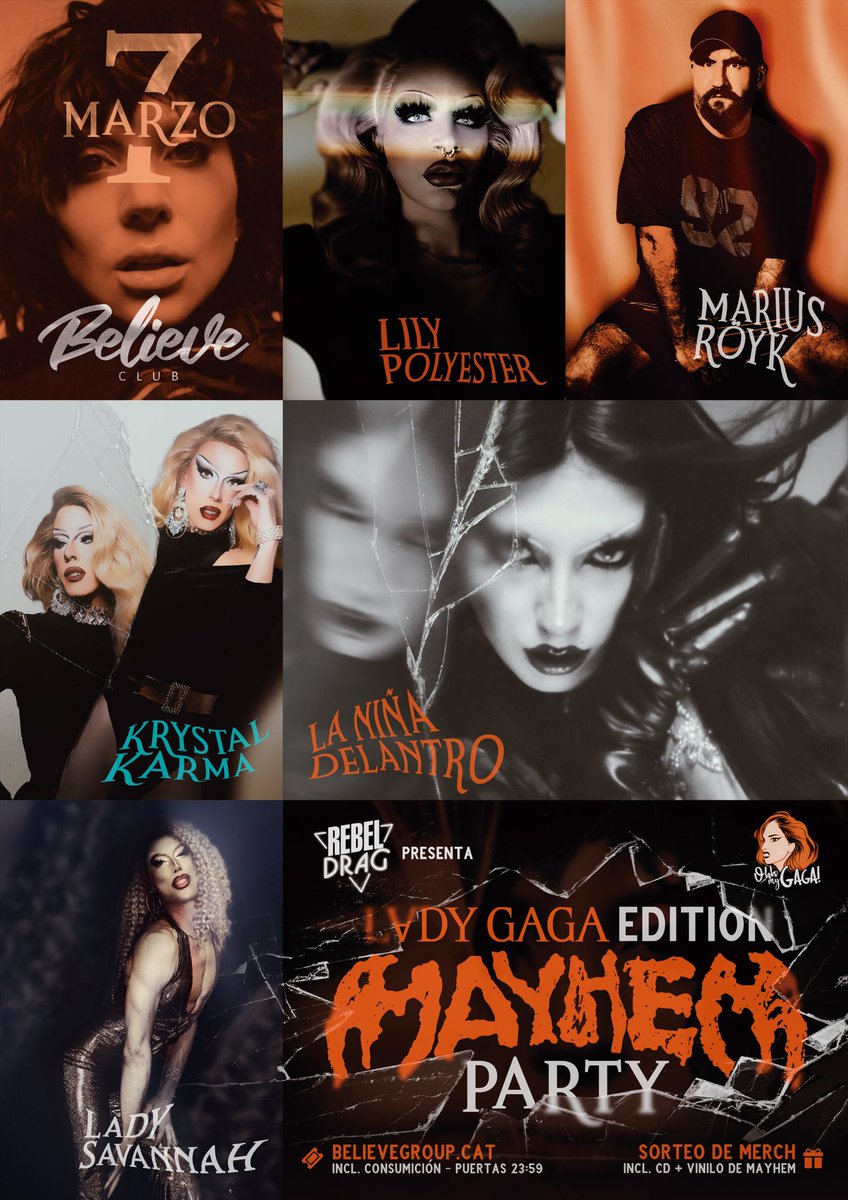 🔥✨ #MAYHEM YA ESTÁ AQUÍ ✨🔥

Little Monsters, esta noche desatamos el caos con una fiesta Gaga. 🖤

💿 Sorteo de CD y Vinilo. 

🎤 Shows de <a href="/laninyadelantro/">laniña💋</a>, <a href="/lilypolyester_/">Lily Polyester</a>, <a href="/LadySavannah_/">Lady Savannah</a>, <a href="/itskrystalkarma/">Krystal Karma</a> y Marius Royk DJ.

🎟️ Últimas entradas en believegroup.cat