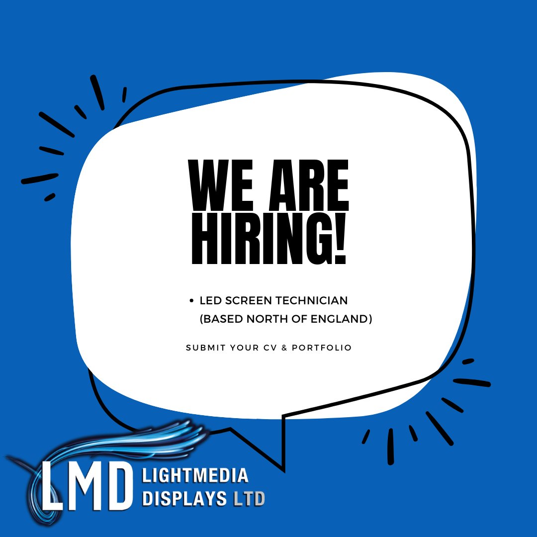 📣 We are looking for additional #eventscrew to join our team for 2025…

• 𝐄𝐱𝐩𝐞𝐫𝐢𝐞𝐧𝐜𝐞𝐝 #𝐋𝐄𝐃𝐒𝐜𝐫𝐞𝐞𝐧𝐓𝐞𝐜𝐡𝐧𝐢𝐜𝐢𝐚𝐧𝐬 (based North of England)

Flexible hours available, #Freelance/#Fulltime positions.

For all #vacancies please contact us with your CV
