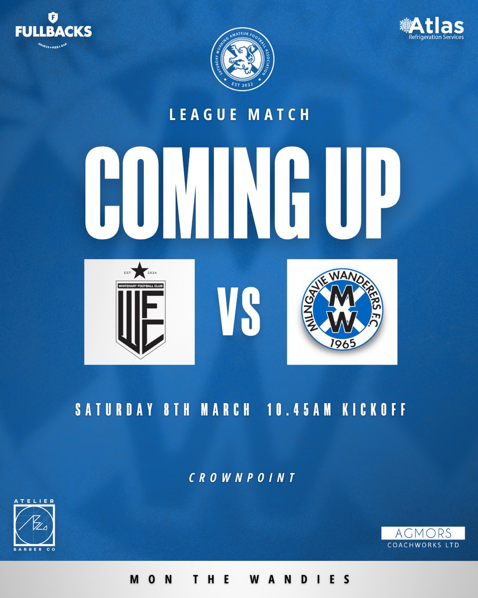 #FixtureFriday

Matchday 14 as we travel to Whitehart in the league.

MTW 💙 

<a href="/scottish_aff/">AmateurFixturesResultsSCO</a> <a href="/scotscores/">scotscores</a> <a href="/OfficialSMAFA/">SMAFA</a> <a href="/Atlas_Refrig/">Atlas Refrigeration Services</a>
