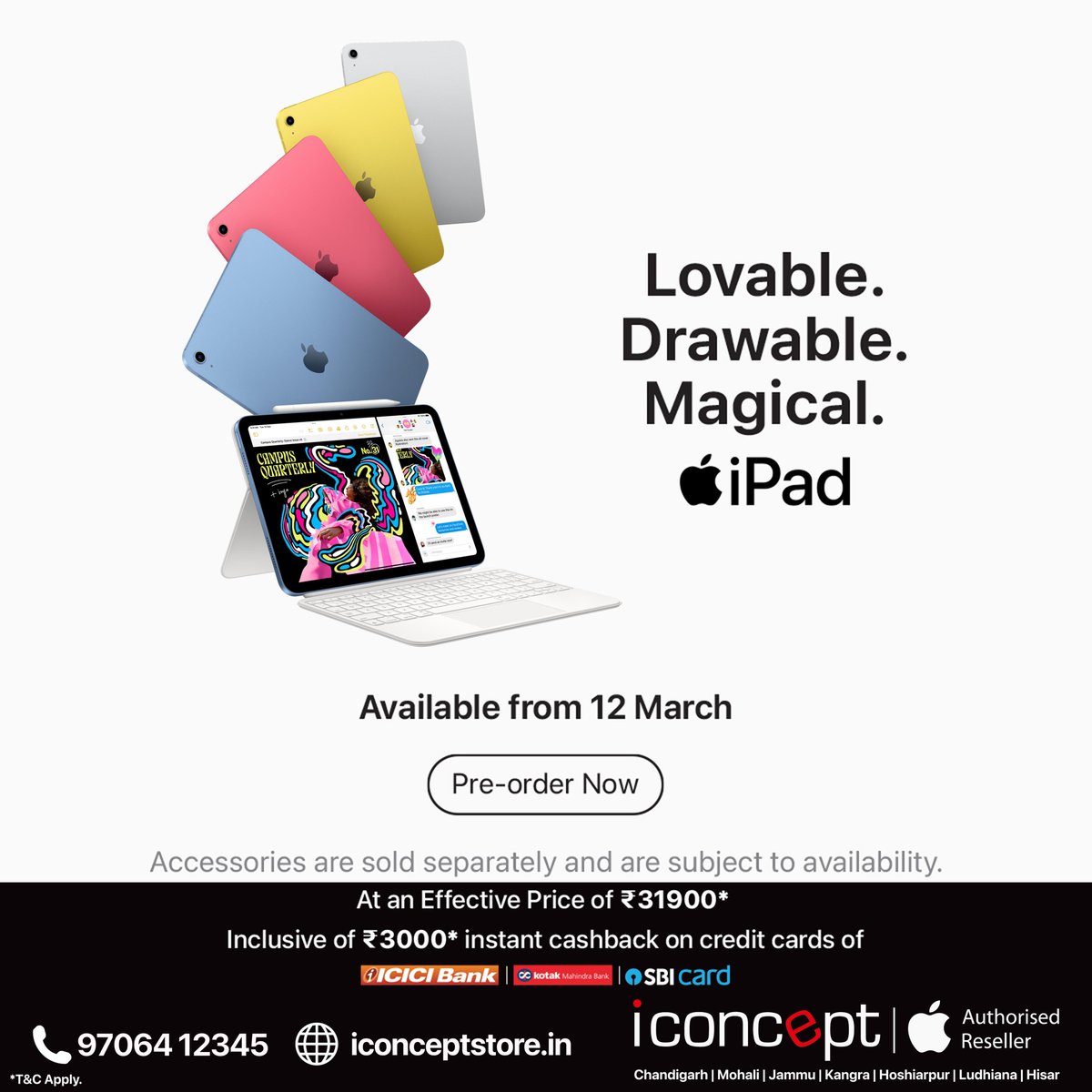 IConcept361's tweet image. From sketching and drawing to seamless multitasking, experience power, performance, and vibrant colors—all in one device.
Available from 12th March | Pre-order now!
#iPad #CreativityRedefined #PreOrderNow