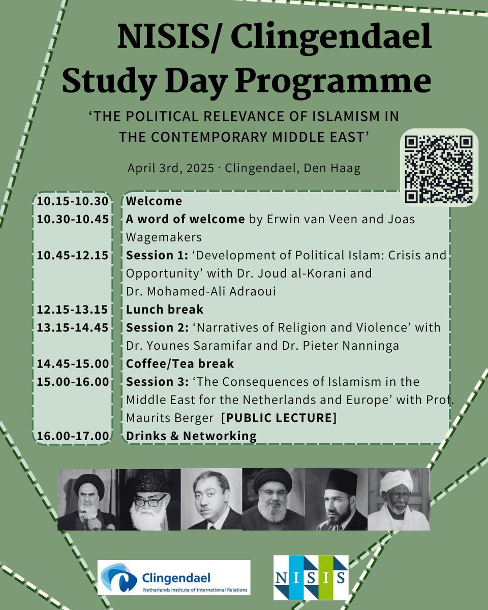 NISIS_School's tweet image. Only one week left until registration closes for the NISIS/Clingendael Study Day on April 3rd! There are only a few seats left, even after expanding the space, so make sure to sign up ASAP if you want in. 
See you all there! nisis.sites.uu.nl/2024/10/29/reg…