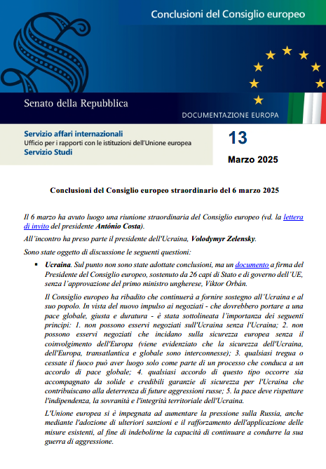 Conclusioni del Consiglio europeo straordinario del 6 marzo 2025 - senato.it/service/PDF/PD…