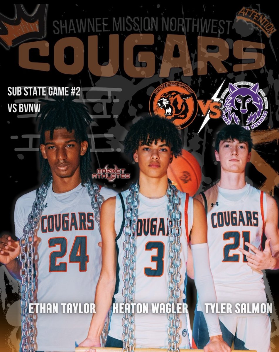SmnwHoops's tweet photo. GAME DAY! SUB STATE CHAMPIONSHIP GAME IS TONIGHT at 7pm vs Blue Valley Northwest! Need Cougar nation to pack the house as the Cougars try to ๐ฅ their ๐๏ธ to the State Tournament for the 5th year in a row! Letโs go Cougars! #everydaychampion #runitbac https://t.co/HXlQ5lKXjs