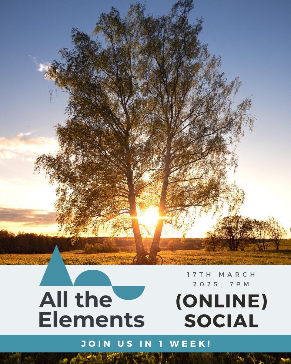 Join us next Monday at 7pm for our first General (Online) Social of the year!

If you're working on diversity, access &amp; representation in the UK outdoors we'd love to see you there!

☀️ Register now through our website: alltheelements.co/events