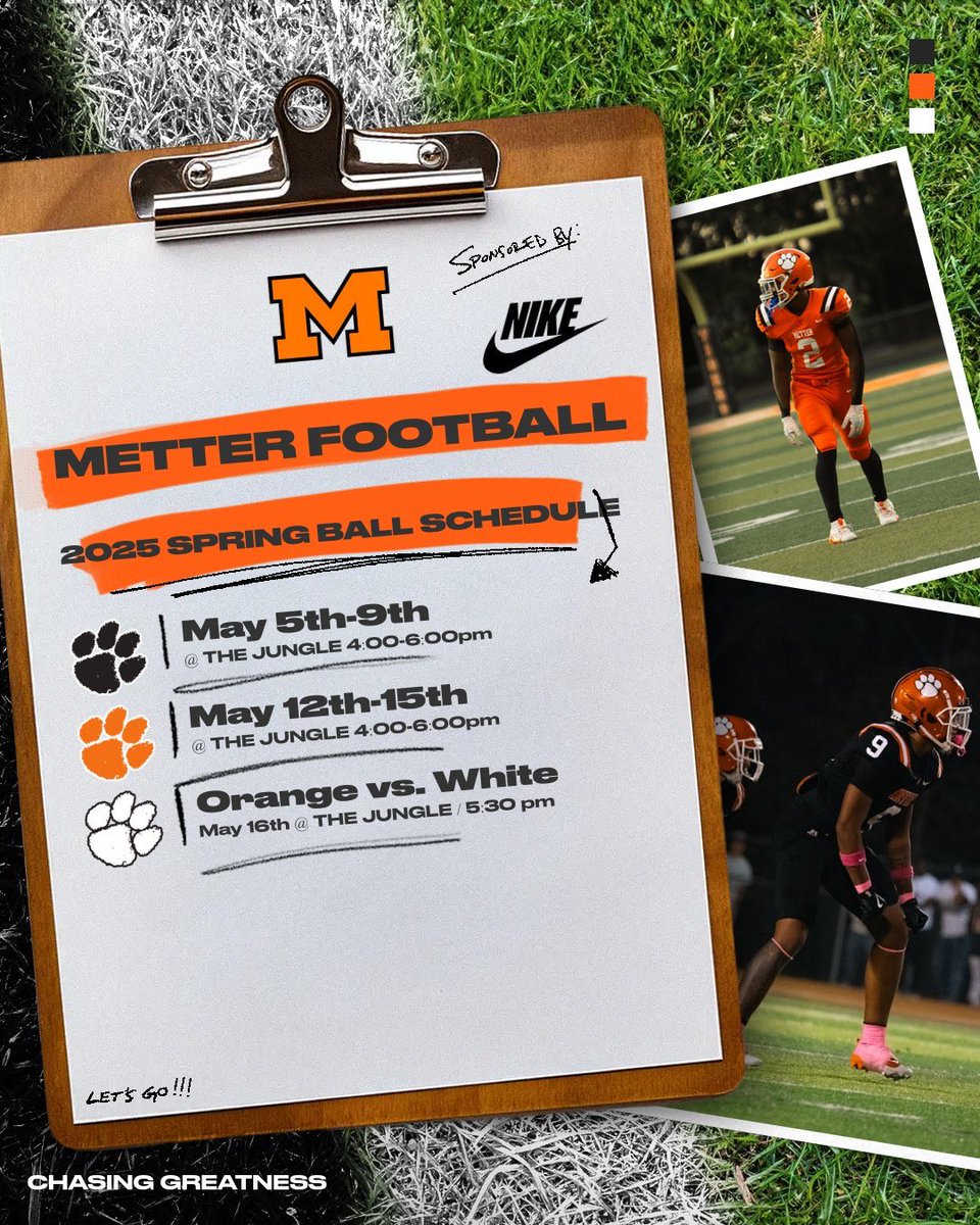 ITS ABOUT THAT TIME AGAIN‼️

Spring ball practice schedule is out!

College coaches make sure you mark your calendar to come check out our BALLERS this spring! 

🟠⚫️🐅

#gotigers / #chasingGREATNESSS