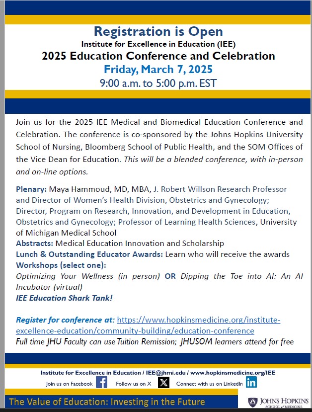 Join us for IEE Medical and Biomedical Education Conference and Celebration starting now! #EC2025