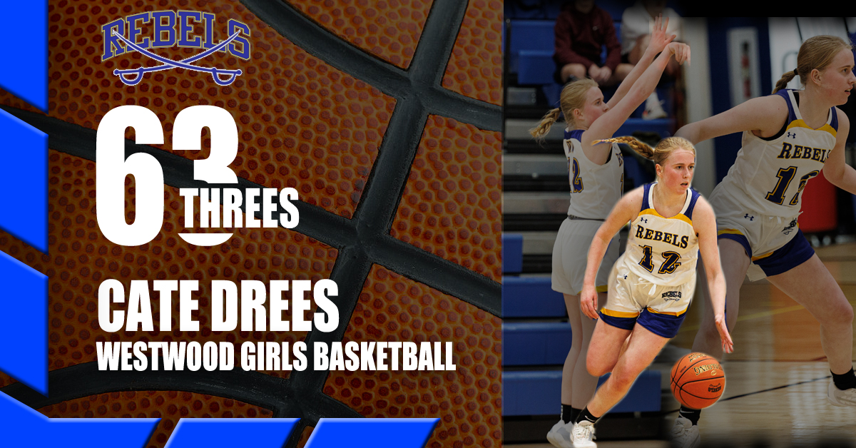 Congratulations to Cate Drees for breaking the WW girls single season record for three pointers, knocking down 63 this season!