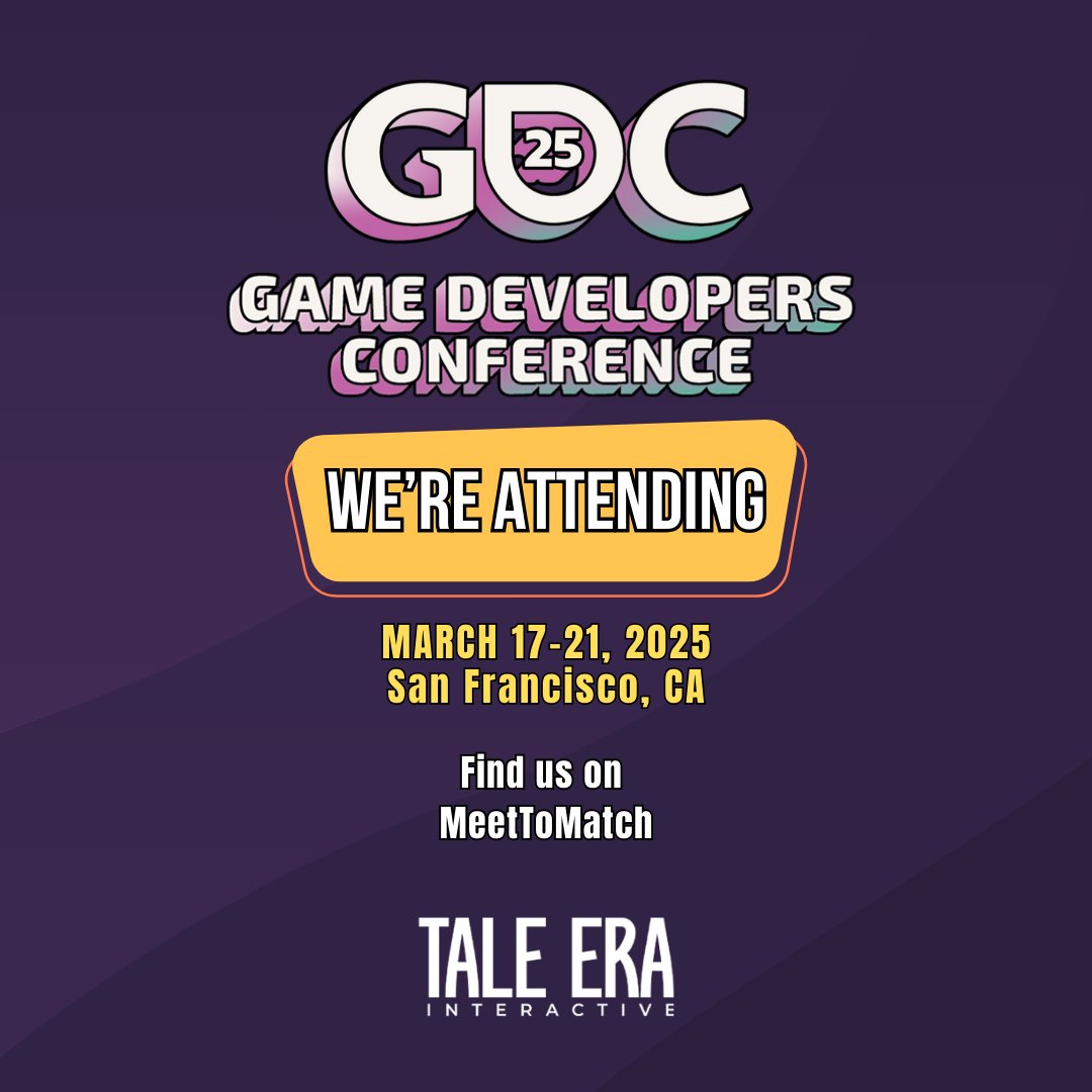 We’re heading to GDC 2025! 

Excited to meet fellow developers, publishers, and talk all things game development at #GDC2025 in San Francisco, March 17-21!

Let’s connect—find us on MeetToMatch! 

 #GameDev #IndieGames #GamingIndustry