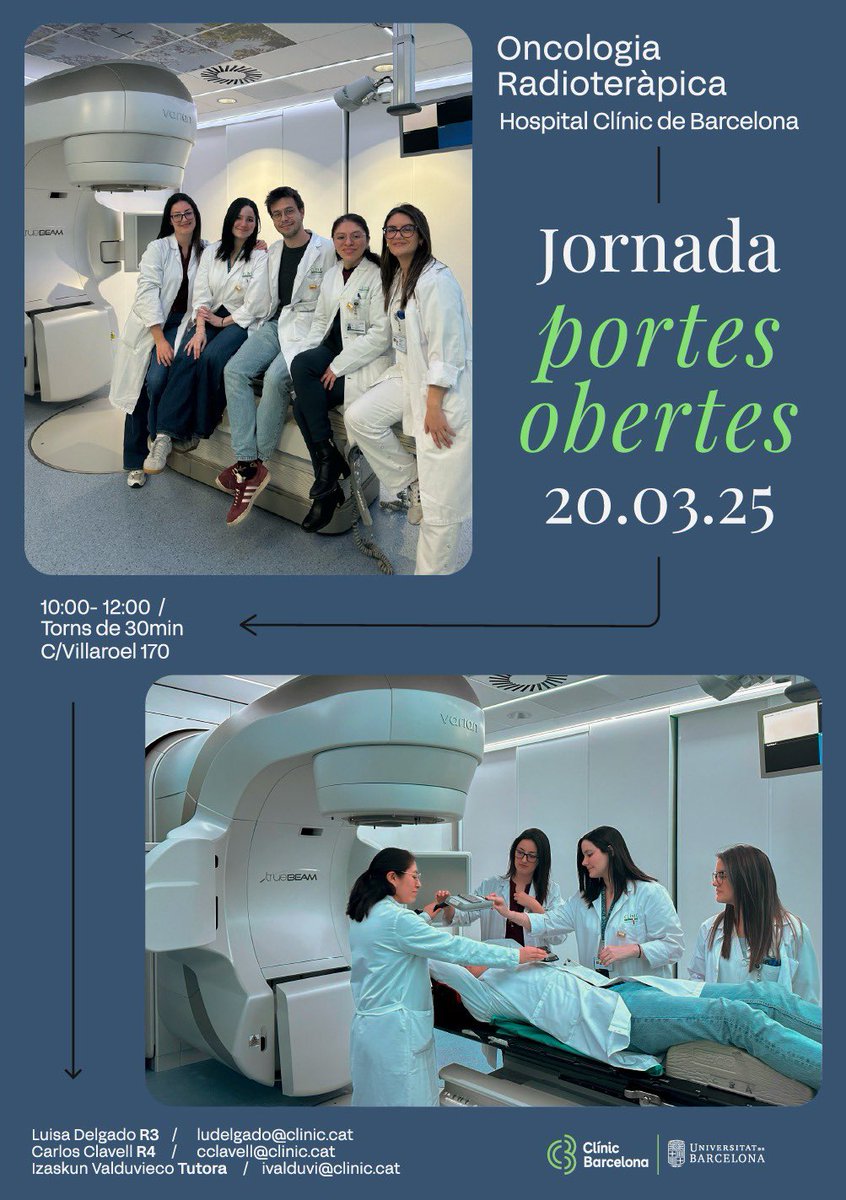 Rebeca Bagó (@rebecabago) on Twitter photo Vols fer la residència d’#OncologiaRadioteràpica a l’<a href="/hospitalclinic/">Hospital Clínic</a> ?
Vine!
✅ Formació d'excel·lència
✅ Tecnologia d'avantguarda
✅ Un equip compromès amb el teu aprenentatge
Estem per ajudar-te!
📩 DM obert per a dubtes #MIR2025 #Radioteràpia #OncRadClinic Vols fer la residència d’#OncologiaRadioteràpica a l’<a href="/hospitalclinic/">Hospital Clínic</a> ?
Vine!
✅ Formació d'excel·lència
✅ Tecnologia d'avantguarda
✅ Un equip compromès amb el teu aprenentatge
Estem per ajudar-te!
📩 DM obert per a dubtes #MIR2025 #Radioteràpia #OncRadClinic