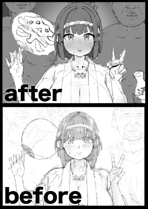 同じ構図で描き直してみた
だいぶ可愛く描けるようになってきたb 