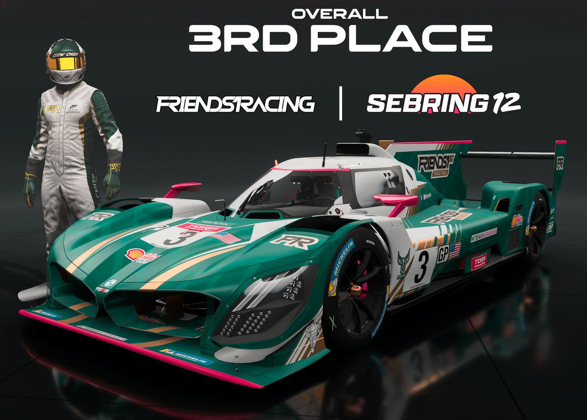 For <a href="/TheReal_TORA/">TORA</a> Sebring 12Hr event, we have one of our Friends 1st BMW Prototype's starting P3 overall.
With Tronic, NeMy, and Spirit in the driver seat, they'll all be looking to improve on their starting position early and fight for a victory!🏁