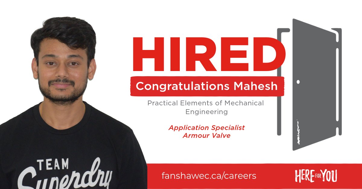 Exciting news! Mahesh from our Practical Elements of Mechanical Engineering program has landed a role as an Application Specialist at Armour Valve. Let’s congratulate Mahesh on this great achievement and wish him success in this new journey!