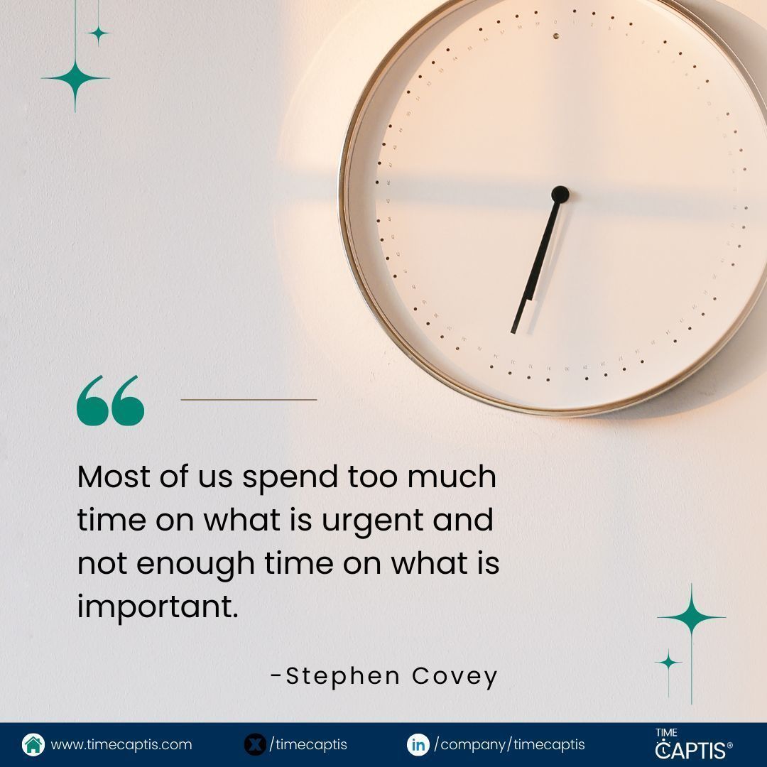 timecaptis's tweet photo. "Most of us spend too much time on what is urgent and not enough time on what is important." - Stephen Covey
#FridayQuote #FridayQuotes https://t.co/pSxPZslgzA