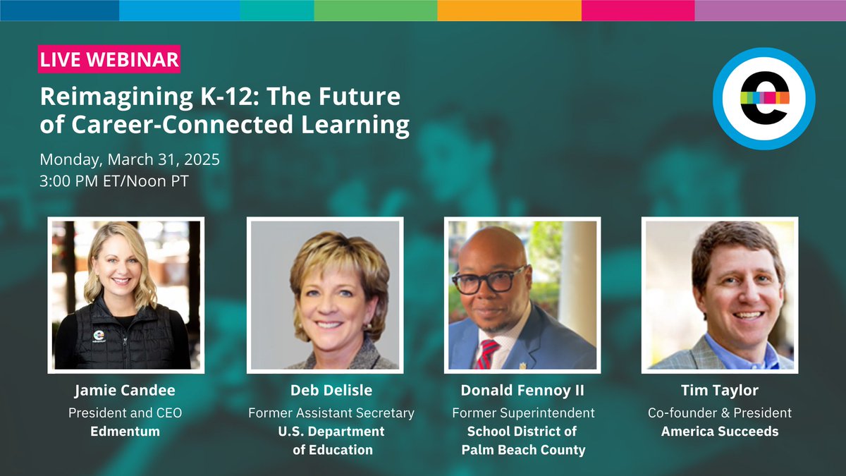 🚀 How can we reimagine K-12 education to better prepare students for college &amp; career?

Join us March 31 at 2 PM CT for a free webinar on career-connected learning with top education leaders.

📅 Register now:  bit.ly/43JaH1F