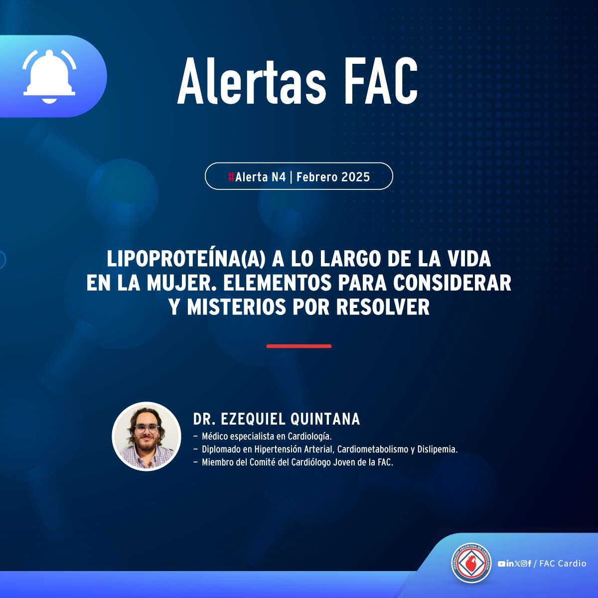🫀 NUEVA ALERTA: LIPOPROTEÍNA(a) Y SALUD CARDIOVASCULAR EN LA MUJER

🖊️Dr. Ezequiel Quintana

🔗 Leé más en el link: fac.org.ar/cientifica/ale… 

#FAC #LipoproteinaA #SaludCardiovascular #Prevención #Cardiología