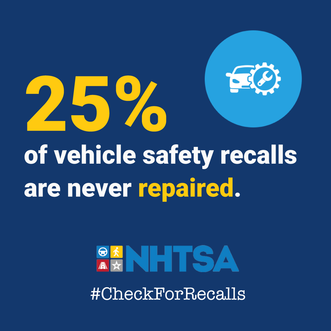 DID YOU KNOW? There are millions of vehicles on the road with potentially life-threatening safety recalls — yet 25% of them are never repaired. Stay informed about YOUR car: bit.ly/4koflrp.